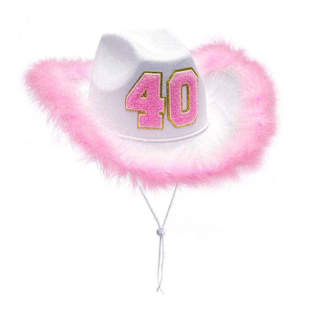 7162 40th Birthday Pink Cowboy Hat - 40th Birthday Outfit Gifts For Women